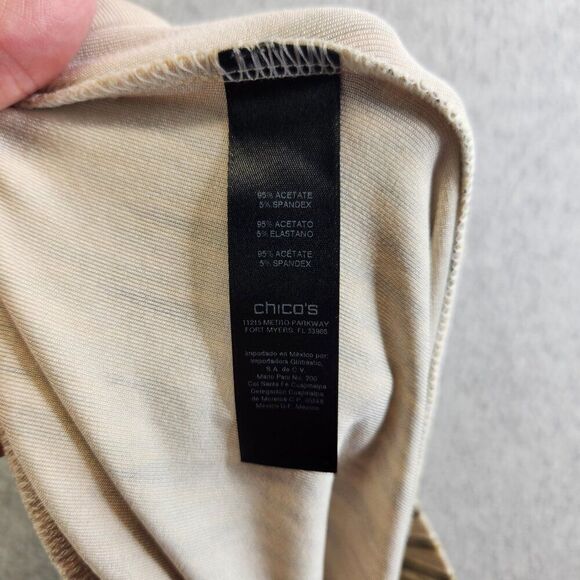 Chicos Travelers Pants Womens 1 Medium Yellow Striped Pull On Slinky Wide Leg - Picture 11 of 14